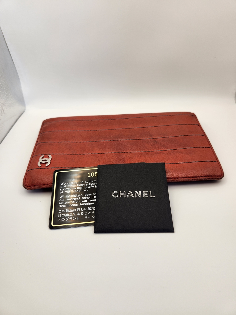 CHANEL Quilted Mademoiselle Long Bifold Wallet In Orange